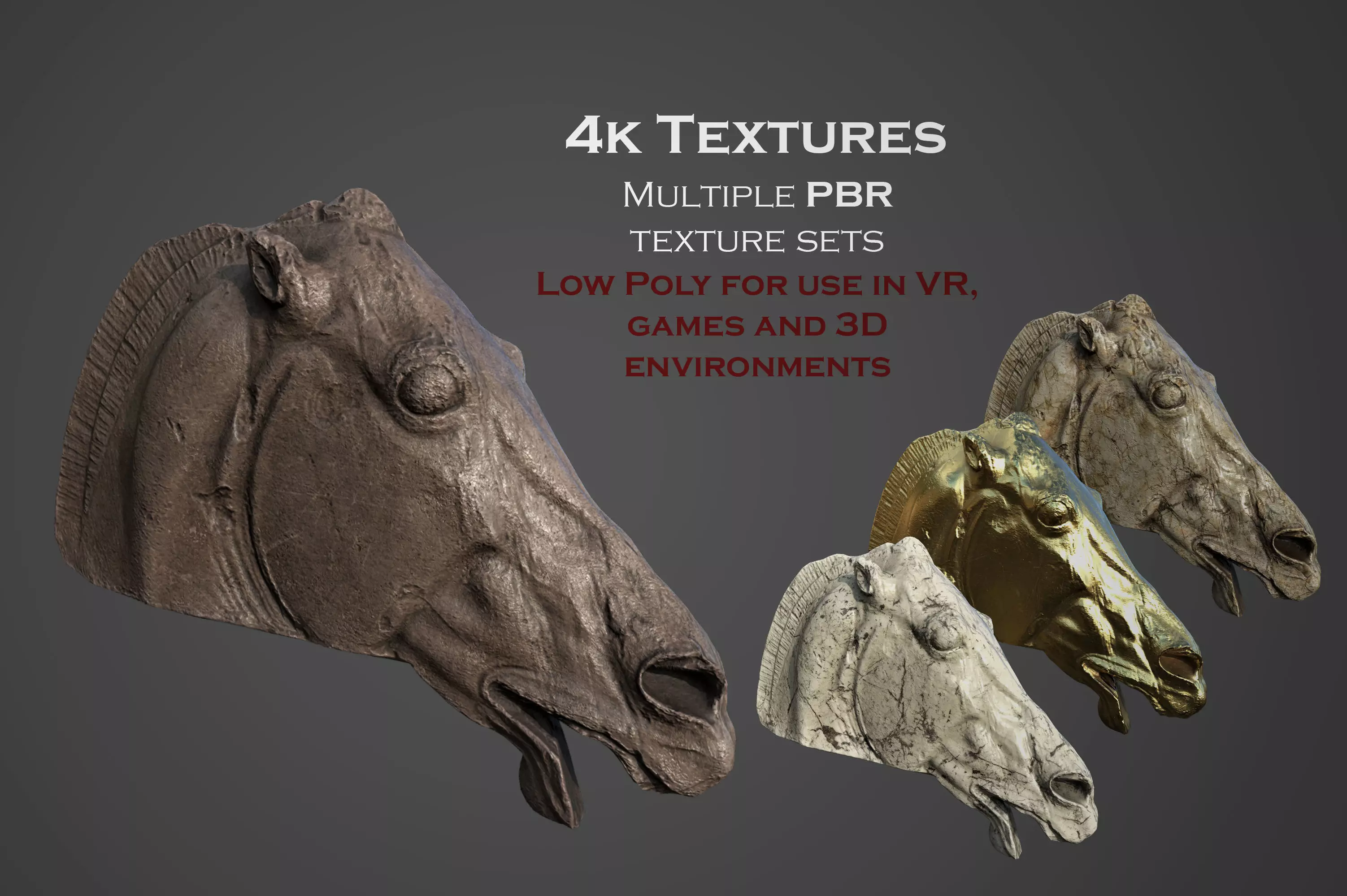Head of the Horse of Selene Low-poly 3D model_0
