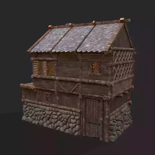 Medieval Cabin J Low-poly 3D model