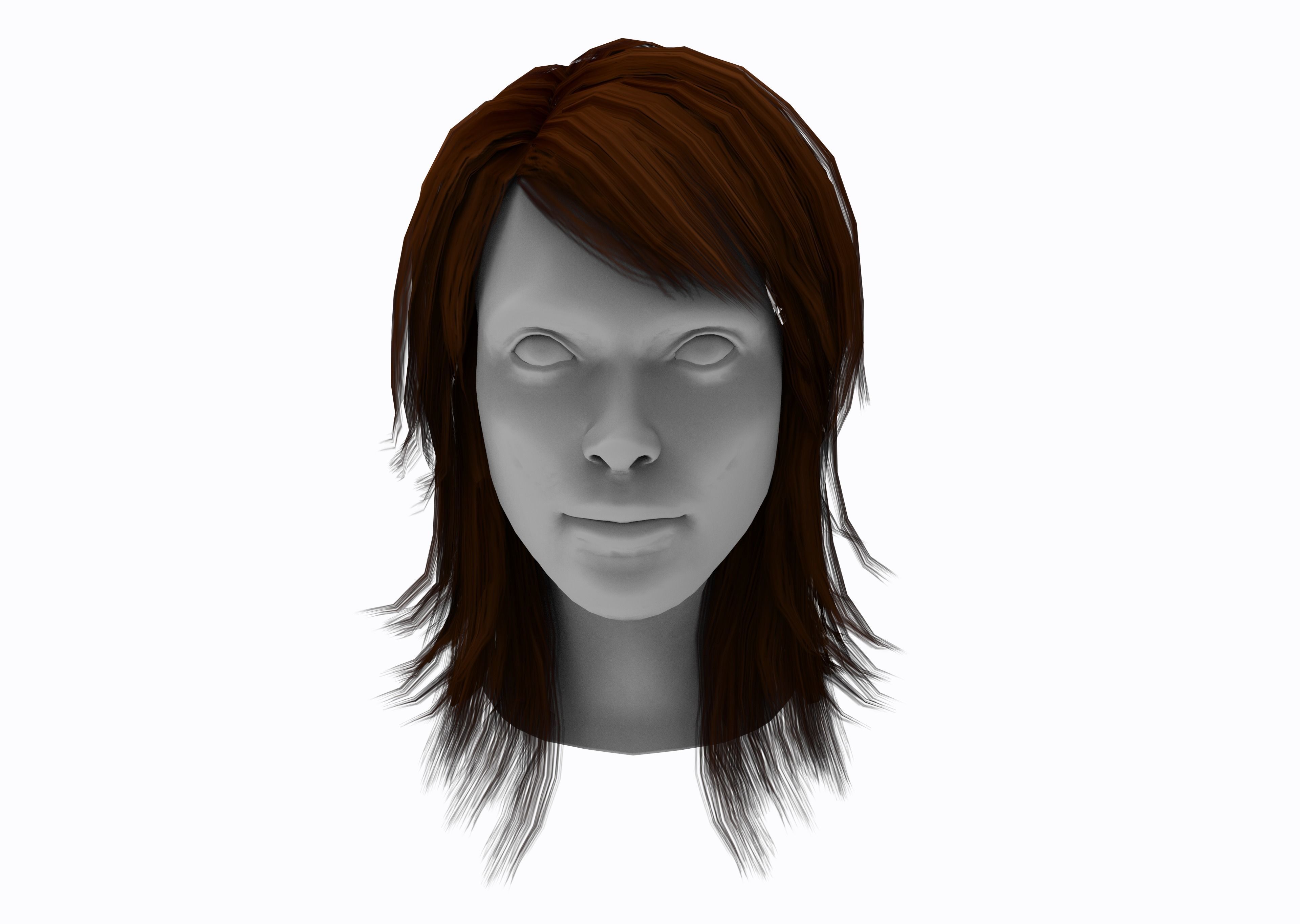 Female Hair Lowpoly VR Low-poly 3D model_6