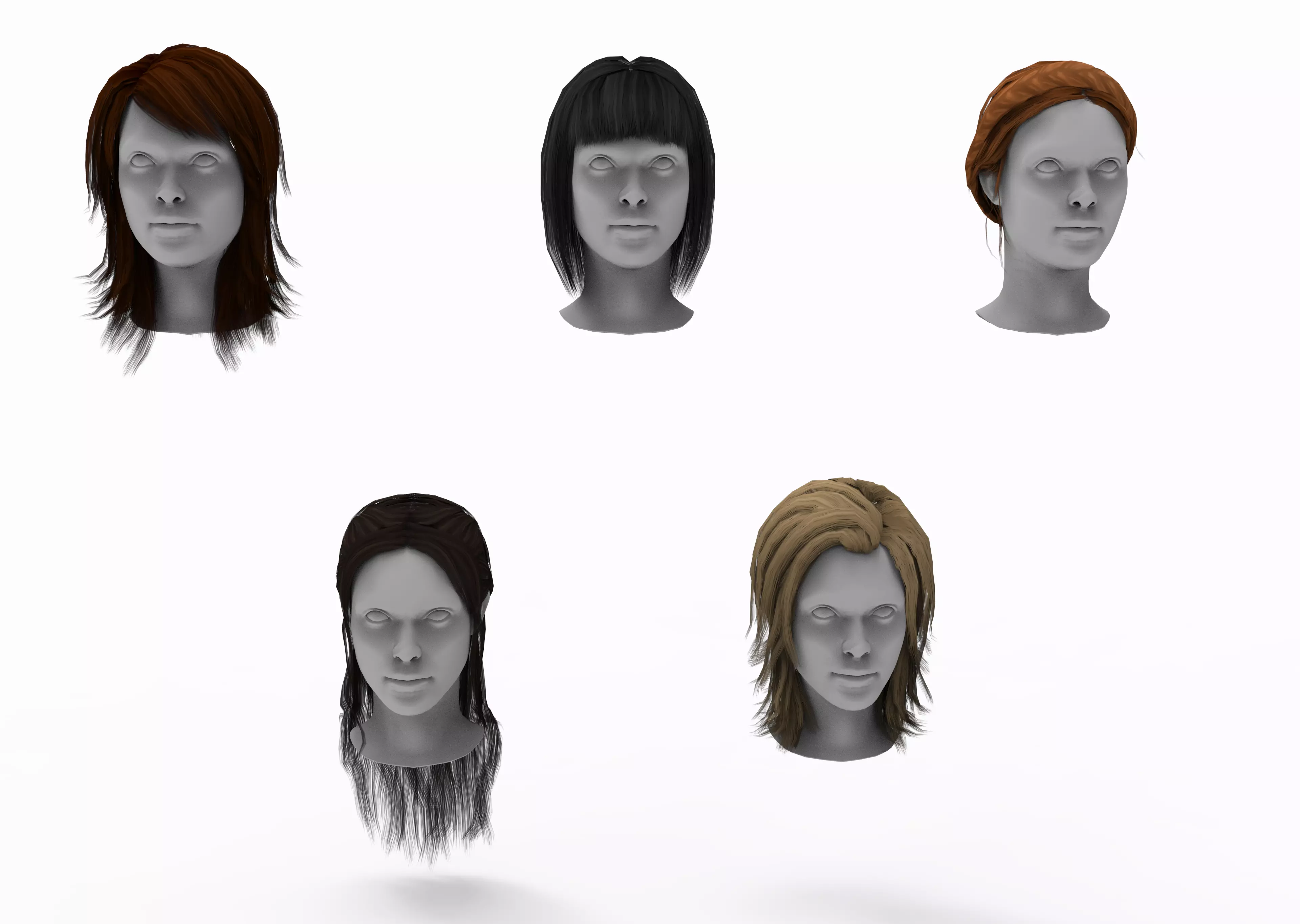 Female Hair Lowpoly VR Low-poly 3D model_0