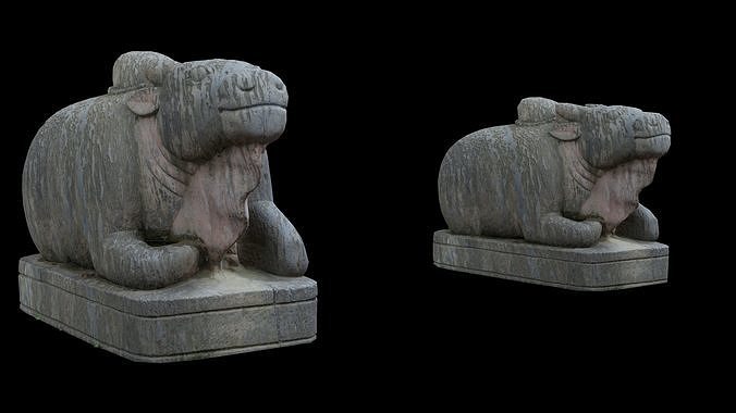 Ox statue with 3 LOD - Nepal Heritage Low-poly 3D model