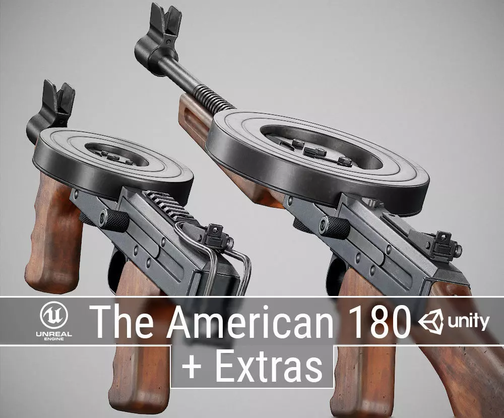 PBR The American 180 Low-poly 3D model_0