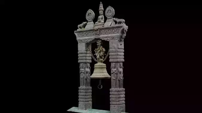 Traditional carved Bell with 3 LOD - Nepal Heritage Low-poly 3D model Traditional carved Bell with 3 LOD - Nepal Heritage Low-poly 3D model