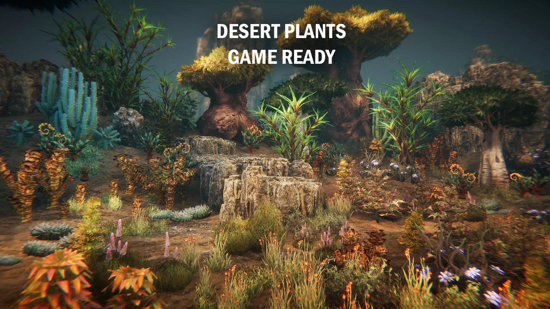 Desert plants Low-poly 3D model_0
