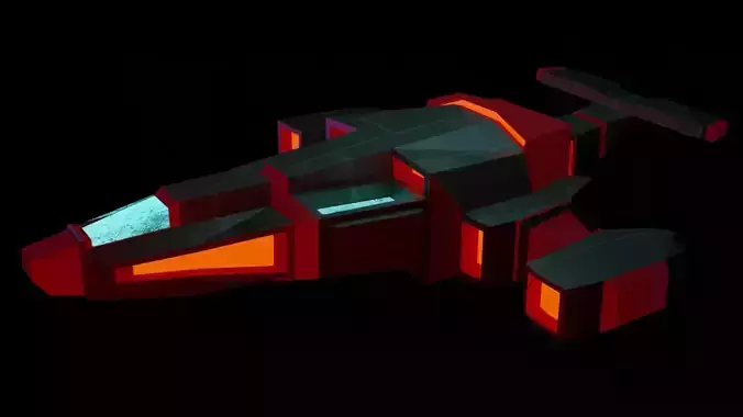  Original spaceship PBR low-poly game ready Low-poly 3D model