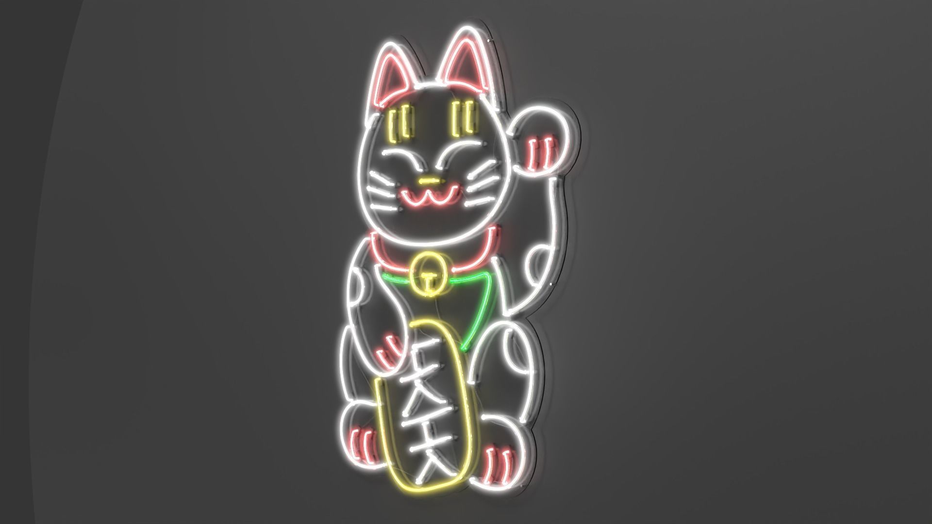 Fortune Cat - Neon Sign 3D model_4