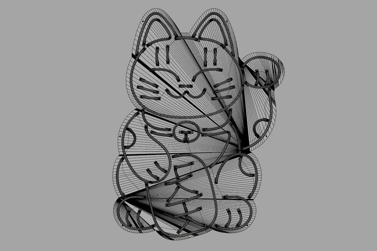 Fortune Cat - Neon Sign 3D model_6