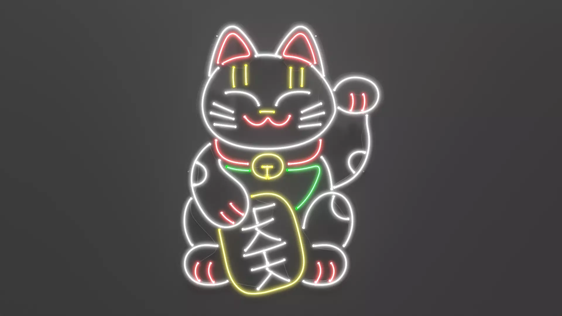 Fortune Cat - Neon Sign 3D model_0