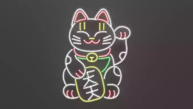 Fortune Cat - Neon Sign 3D model