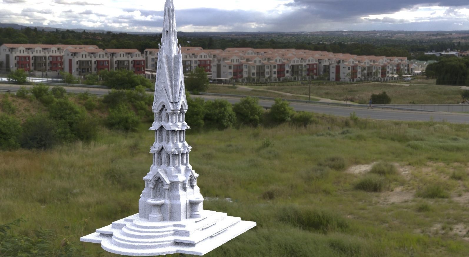 Holy virgin Mary architecture fountain collection 1 3D model_5