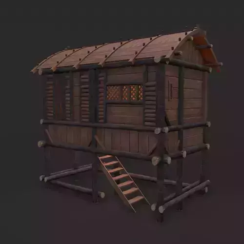 Medieval Cabin O Low-poly 3D model