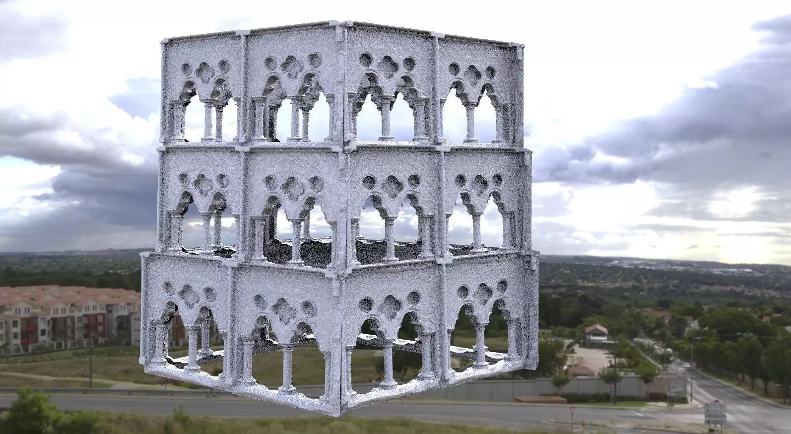 Medieval pillars Alice in wonderland 2 Queens  3D model 3D model_0