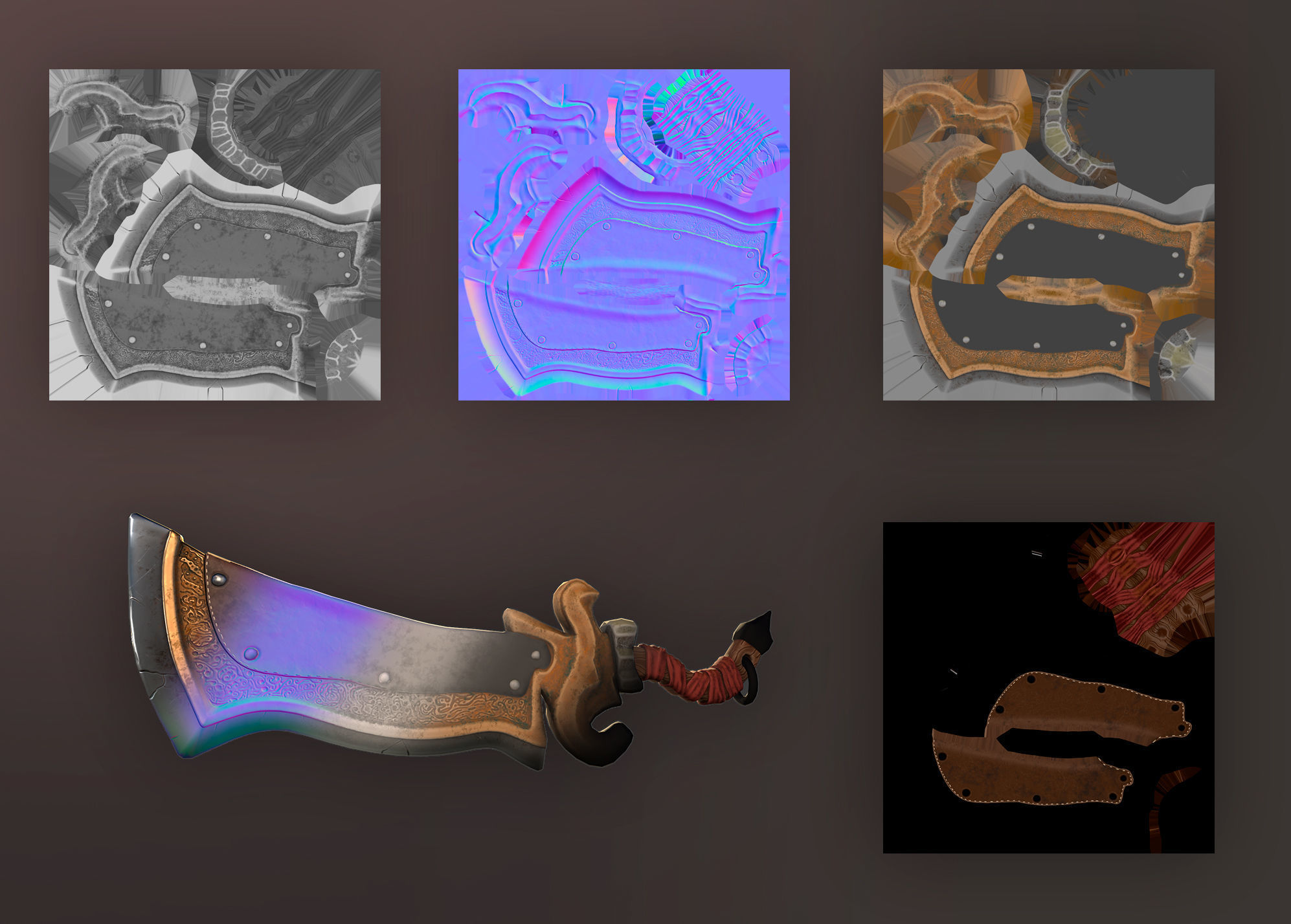 Old Sword Low-poly 3D model_14