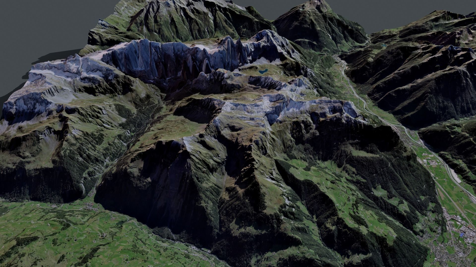 Mountain landscape Alps Switzerland 3D model_2