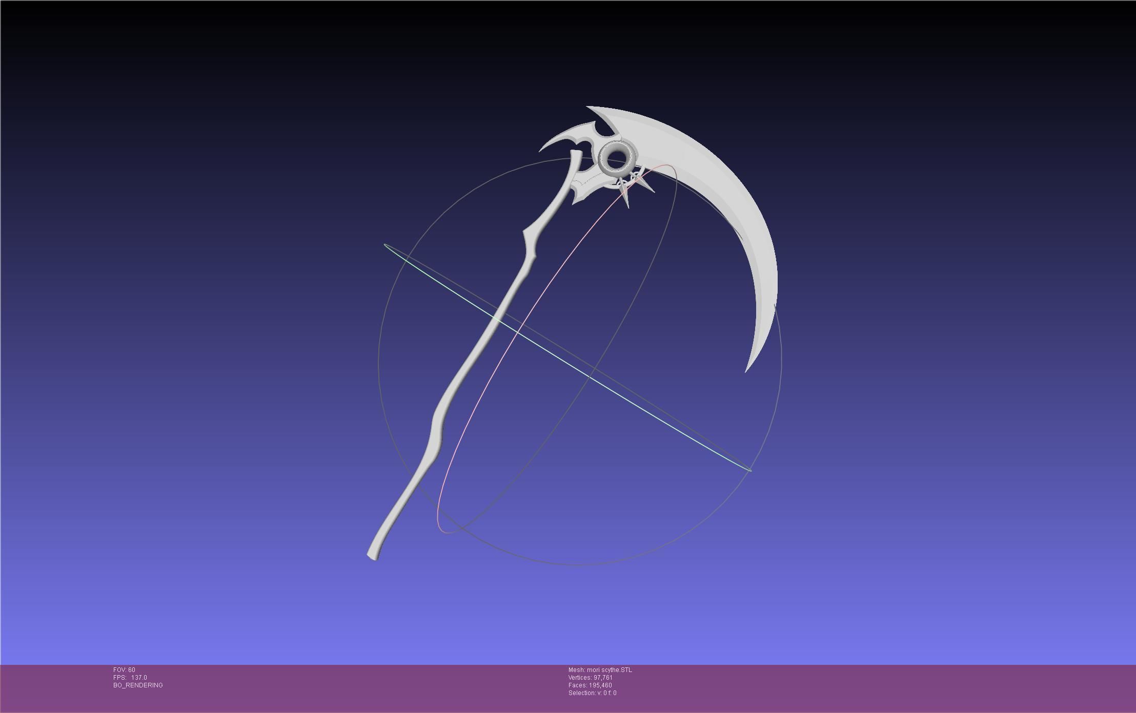 Hololive Mori Calliope Scythe Assembly 3D print model_2