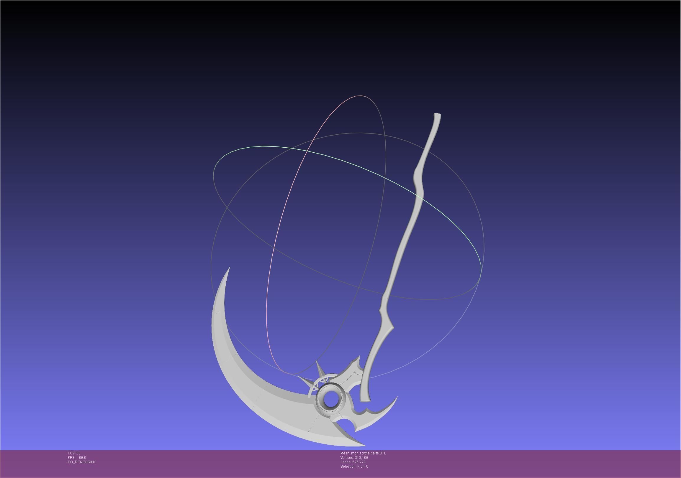 Hololive Mori Calliope Scythe Assembly 3D print model_34