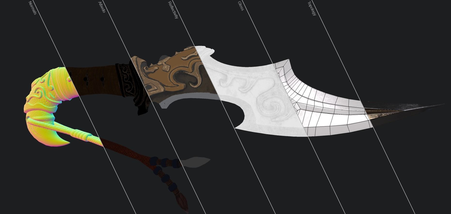 Ancient Dagger  GAME ASSET Lowpoly Low-poly 3D model_10