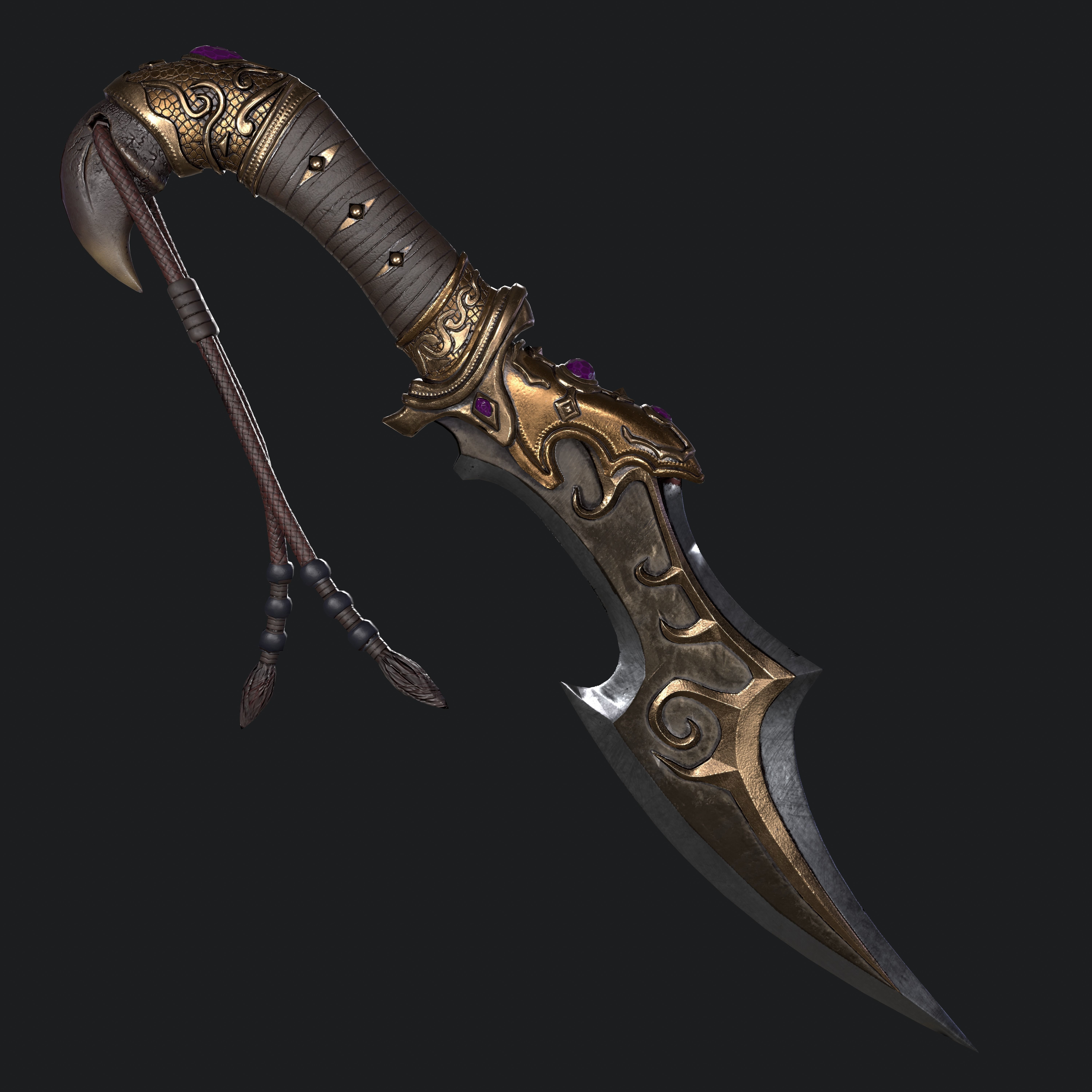 Ancient Dagger  GAME ASSET Lowpoly Low-poly 3D model_7