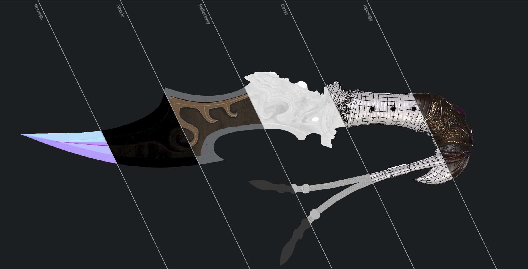 Ancient Dagger  GAME ASSET Lowpoly Low-poly 3D model_12