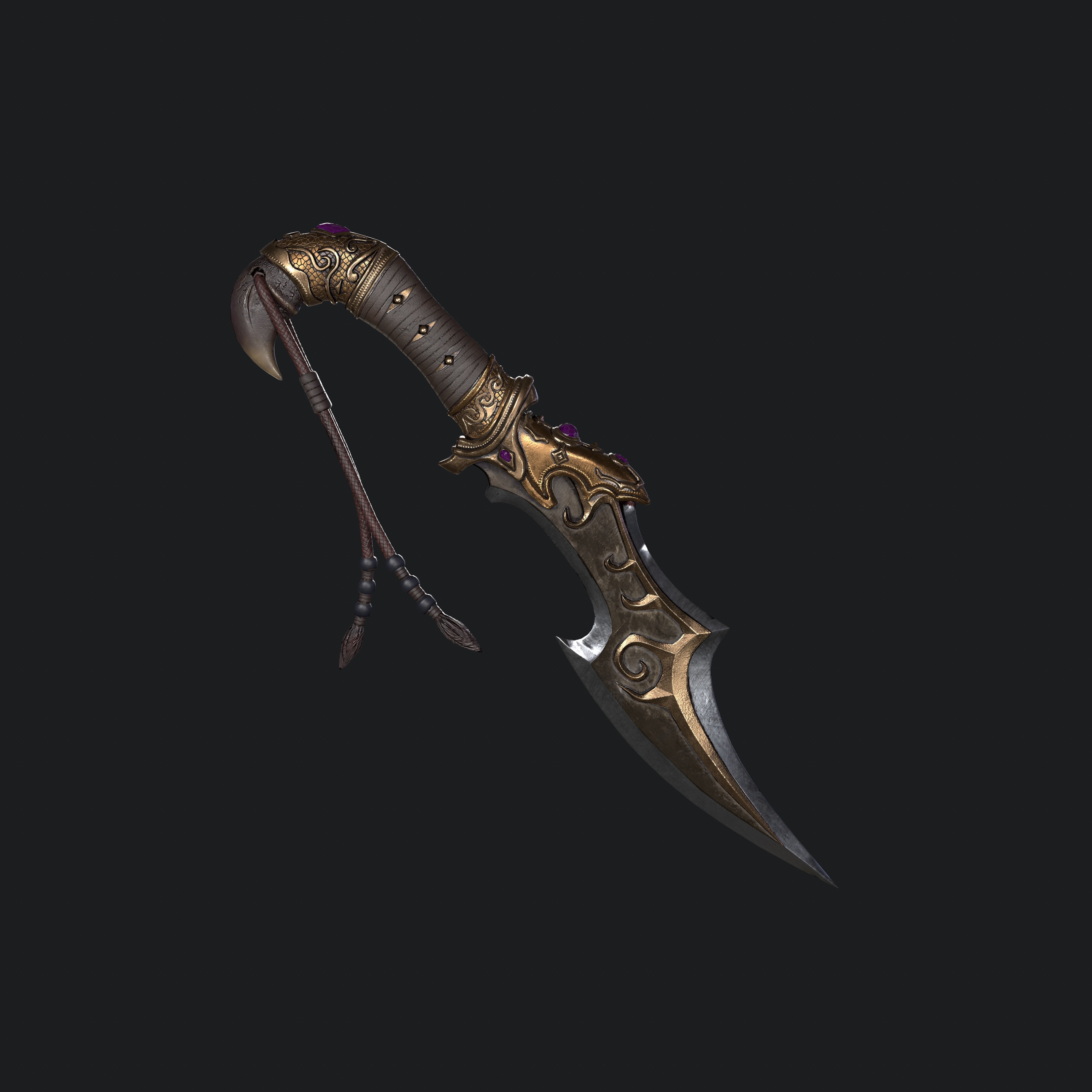 Ancient Dagger  GAME ASSET Lowpoly Low-poly 3D model_11