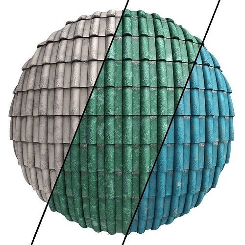 Roof Tile Materials 3- By 3 color Pbr By Sbsar 4k Texture