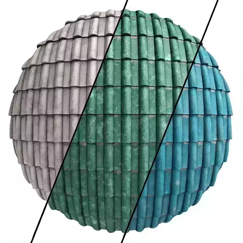 Roof Tile Materials 3- By 3 color Pbr By Sbsar 4k Texture