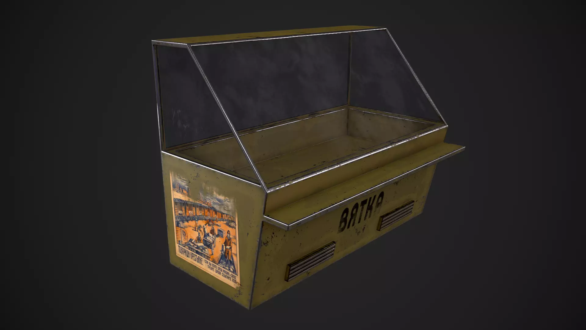 Refrigerator USSR Low-poly 3D model_0