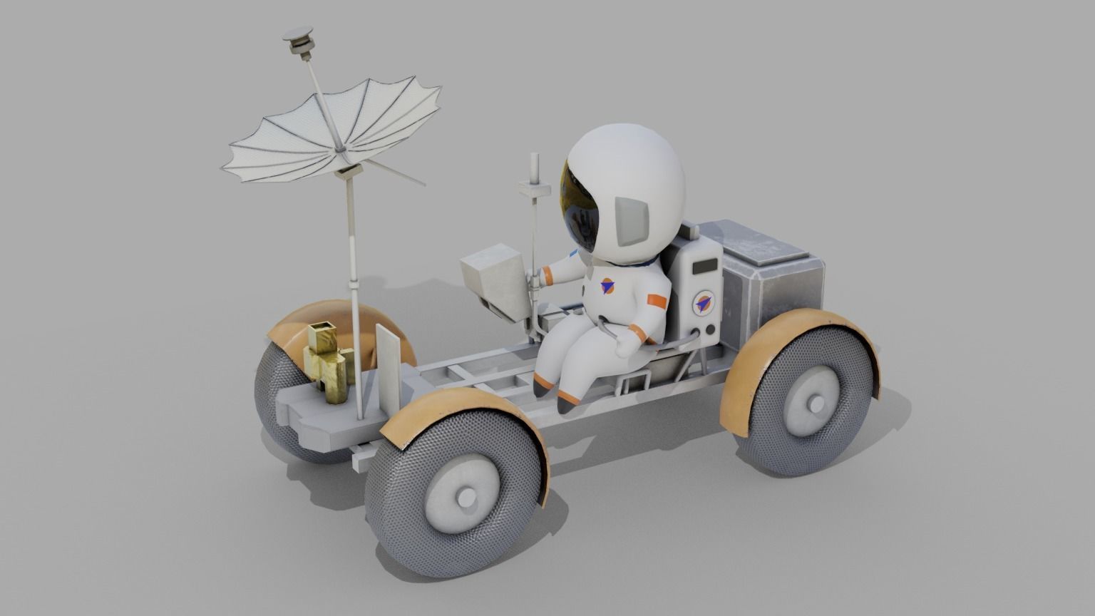 Space Rover Vehicle Stylized Low Poly Low-poly 3D model_5