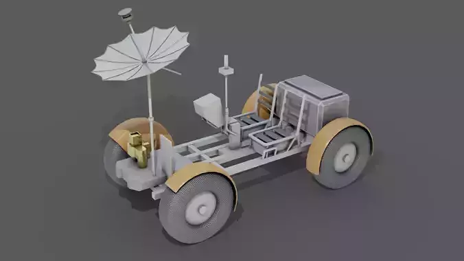 Space Rover Vehicle Stylized Low Poly