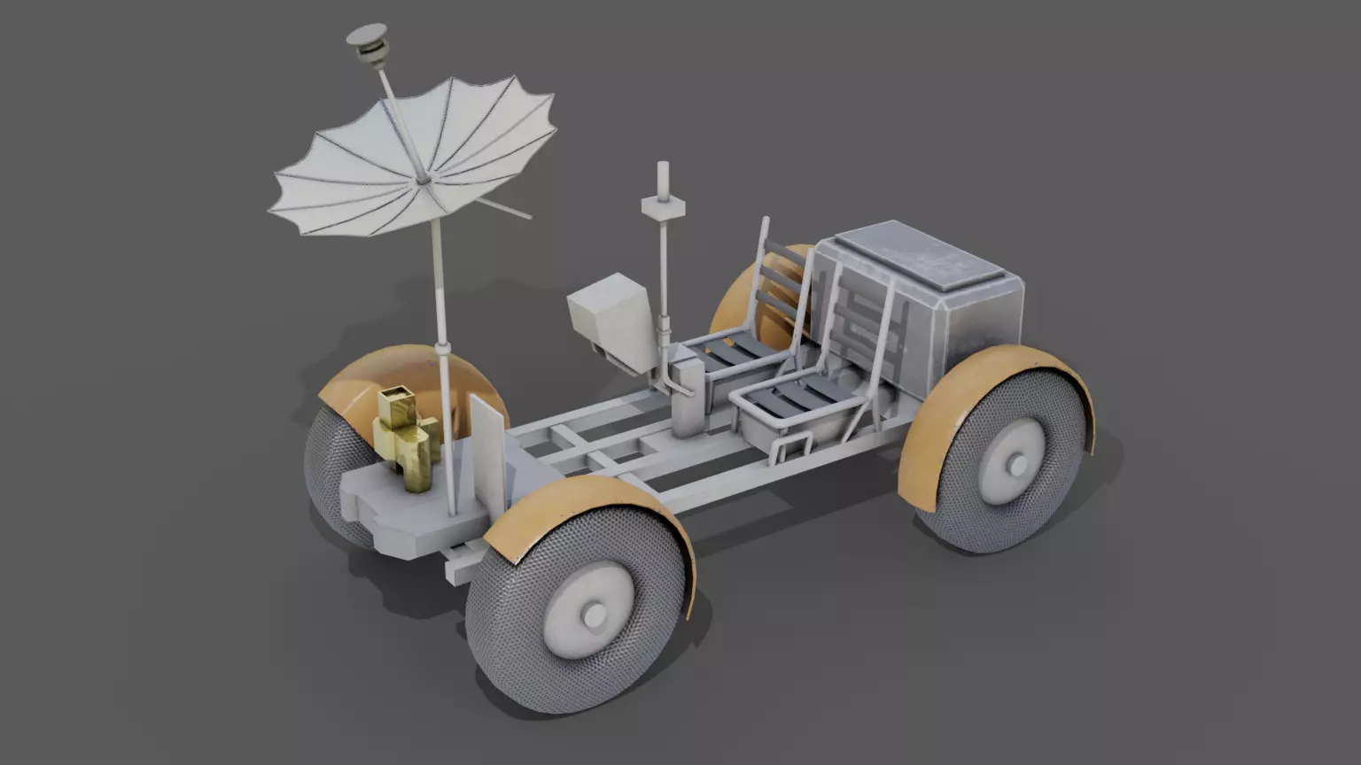 Space Rover Vehicle Stylized Low Poly Low-poly 3D model_0