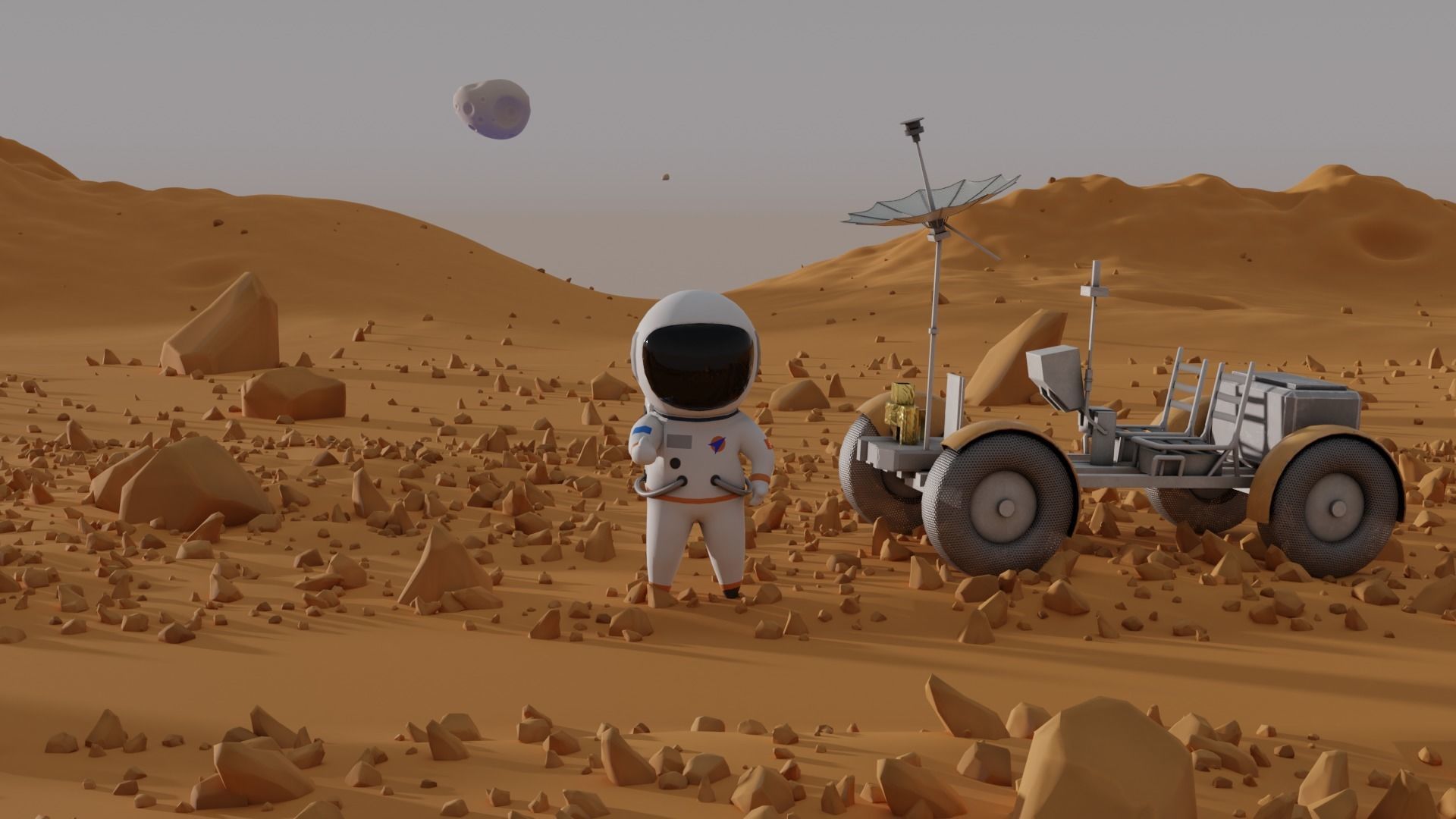 Space Rover Vehicle Stylized Low Poly Low-poly 3D model_6