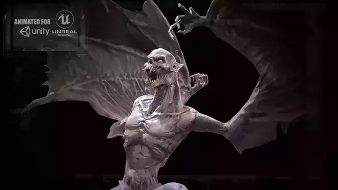 OldVampire1 demon with wings Low-poly 3D model