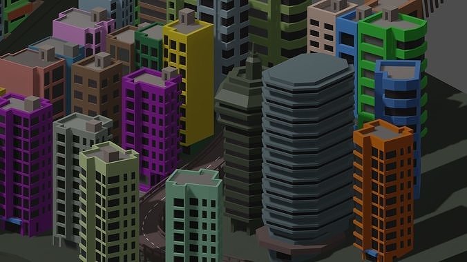 City Package Low-poly 3D model
