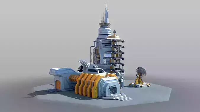 Scifi military base 3D model