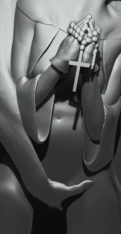 Diabolique statue of demon and woman 3D model_6