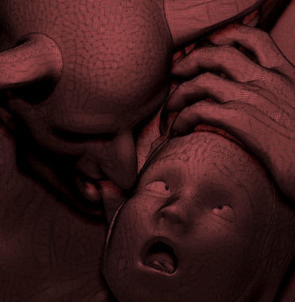 Diabolique statue of demon and woman 3D model_7