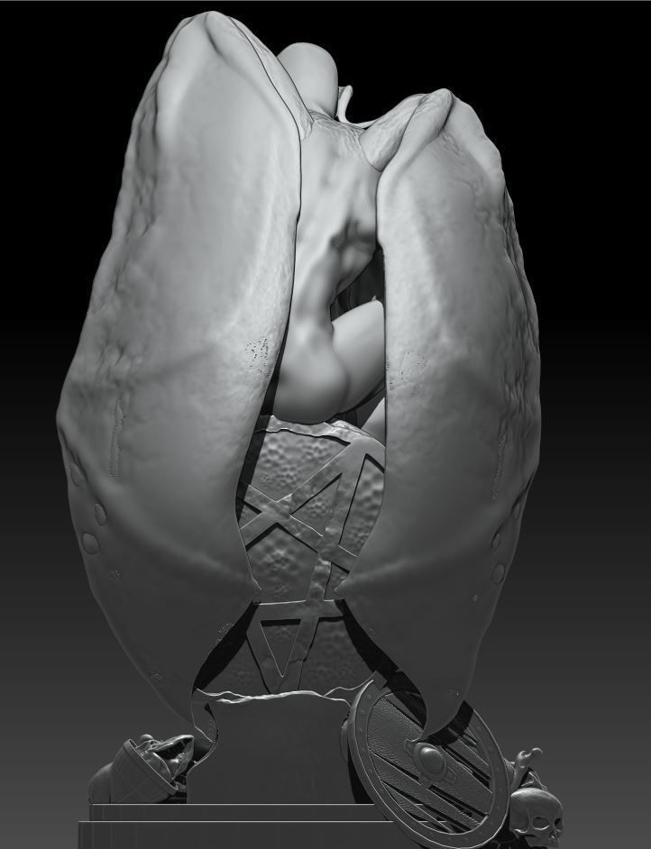 Diabolique statue of demon and woman 3D model_1