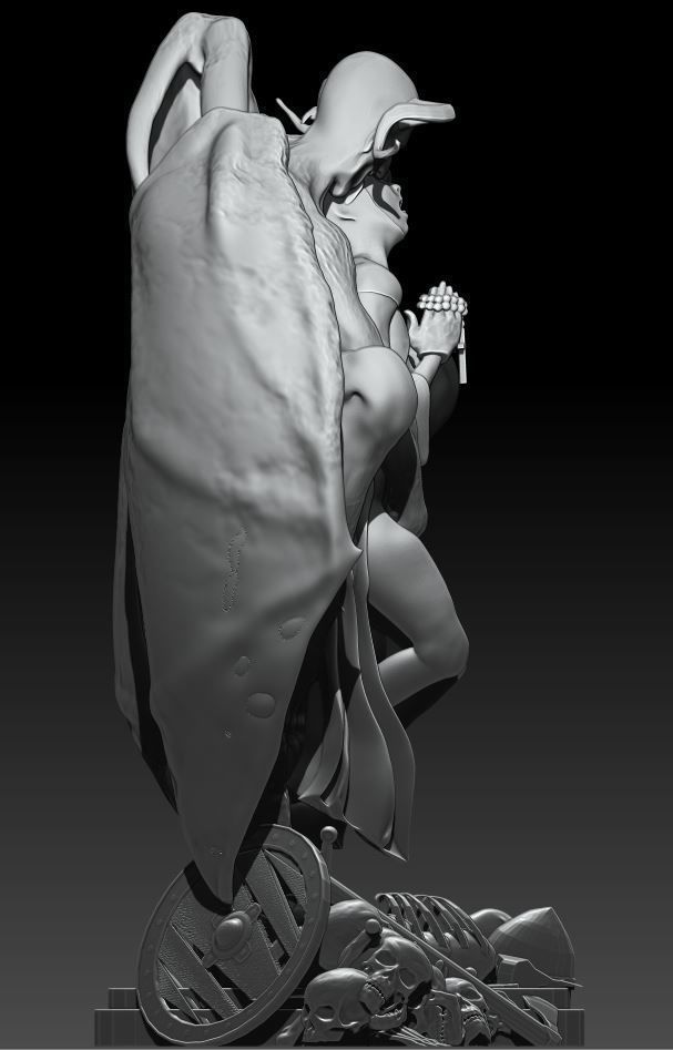 Diabolique statue of demon and woman 3D model_4