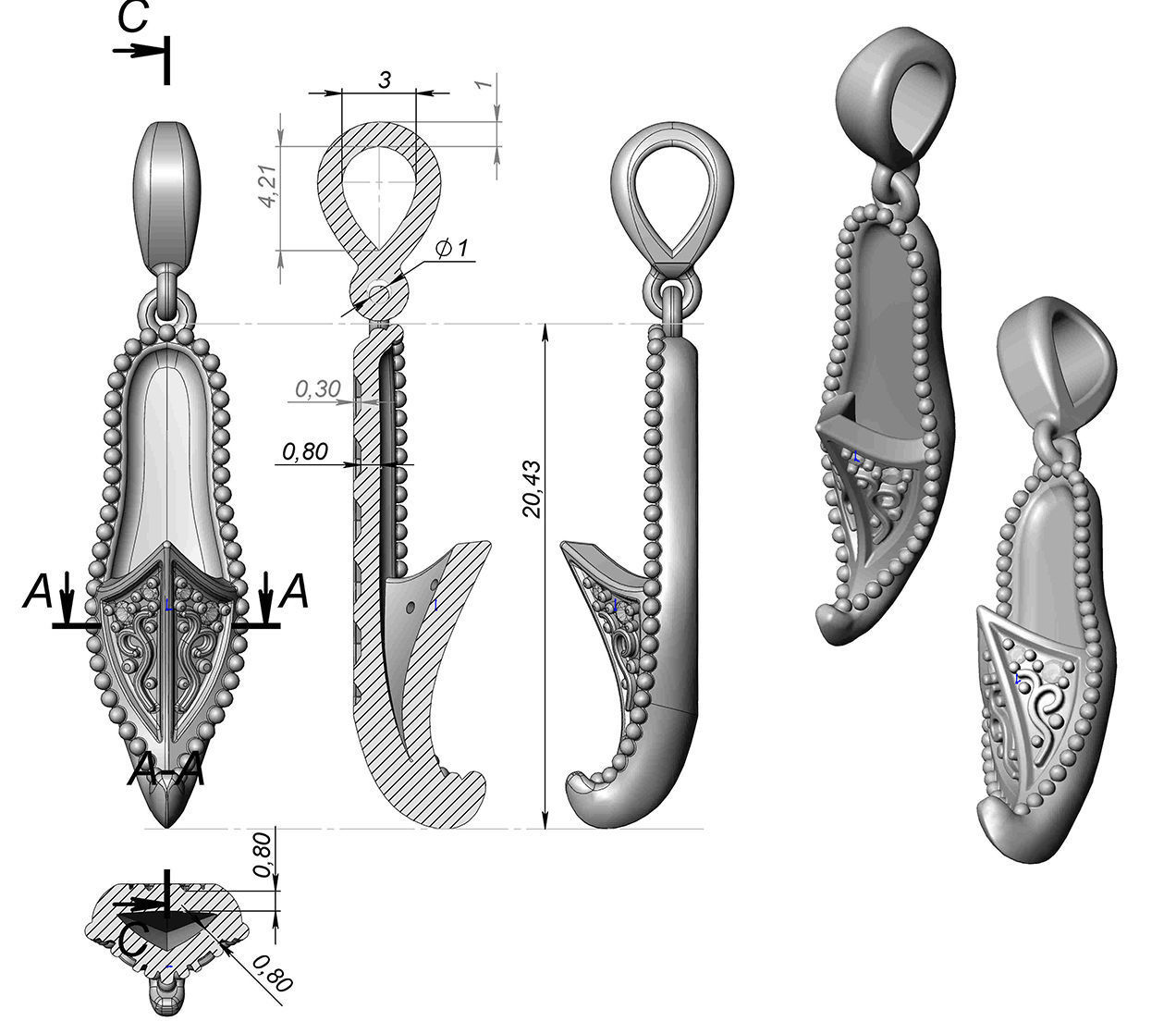 Pendant 156-2 3D print model_3