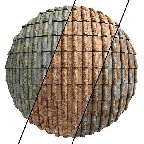 Roof Tile Materials 4- By 3 color Pbr By Sbsar 4k Texture