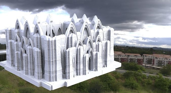 Archway abbey walls 3D model 3D model