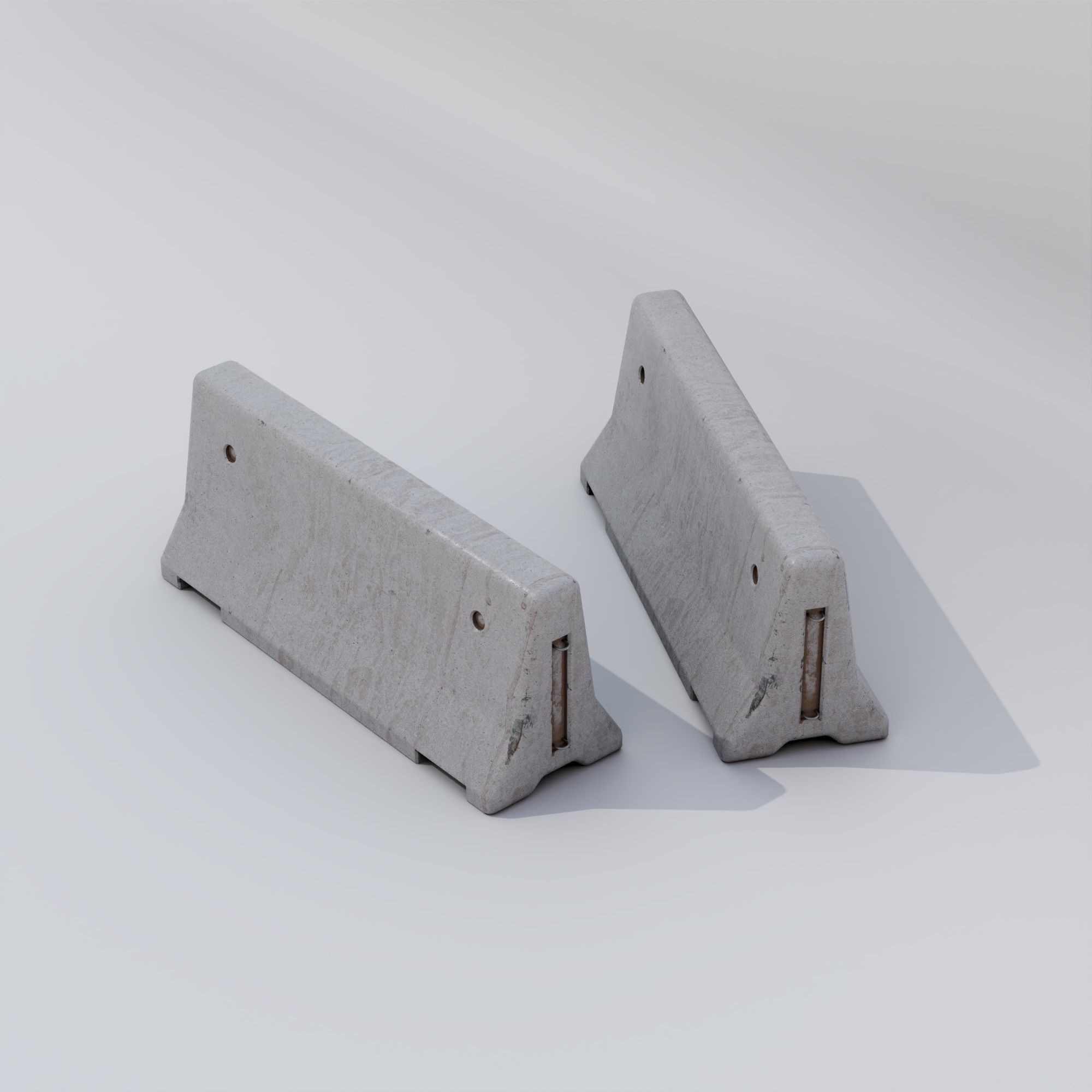 Concrete Barrier Low-poly 3D model_5