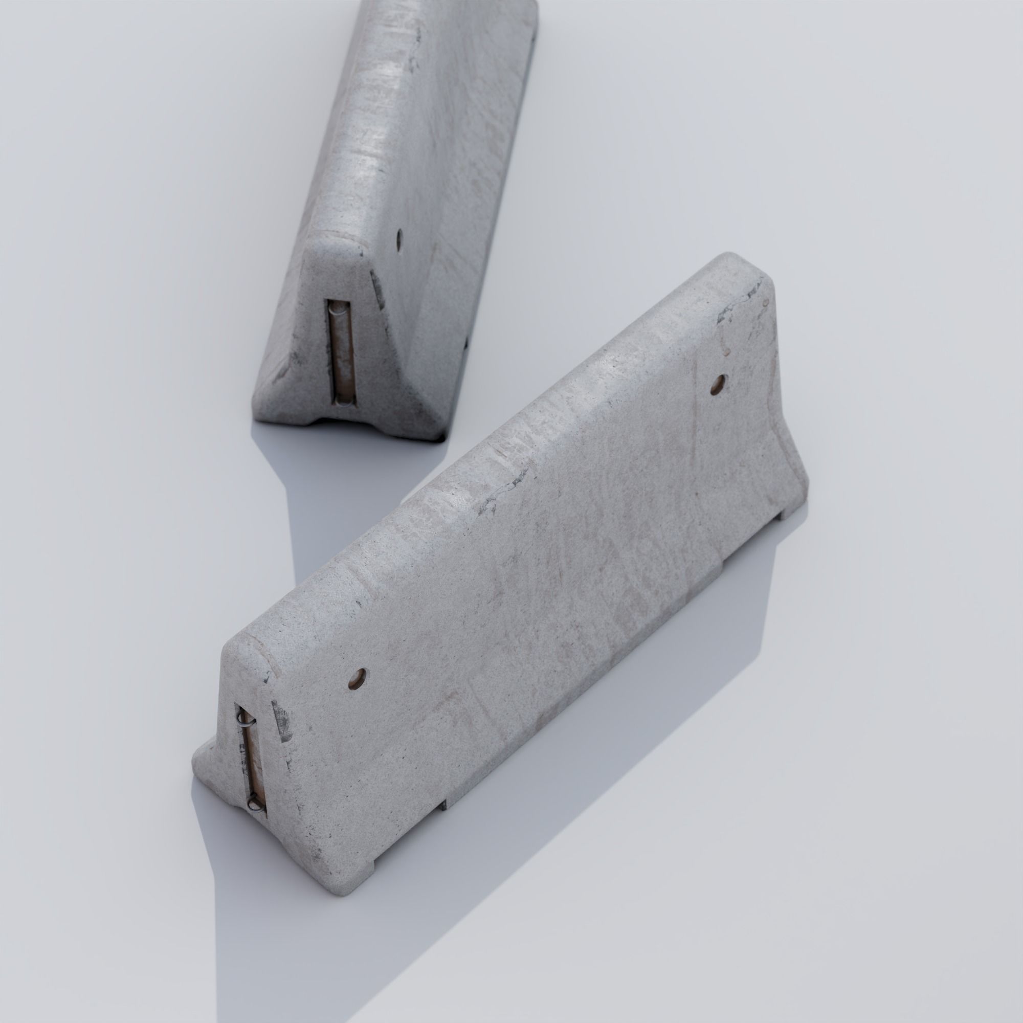 Concrete Barrier Low-poly 3D model_6