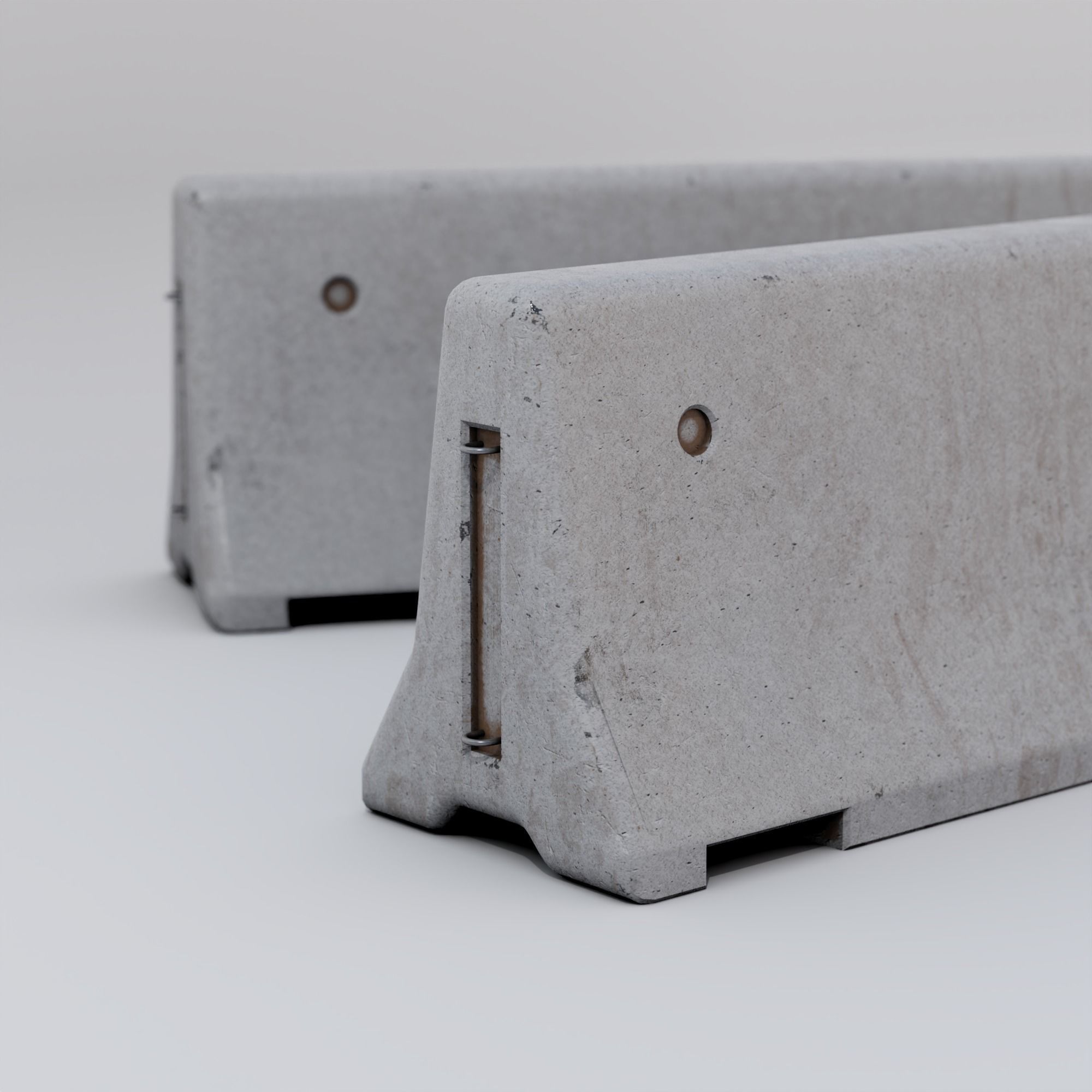 Concrete Barrier Low-poly 3D model_1