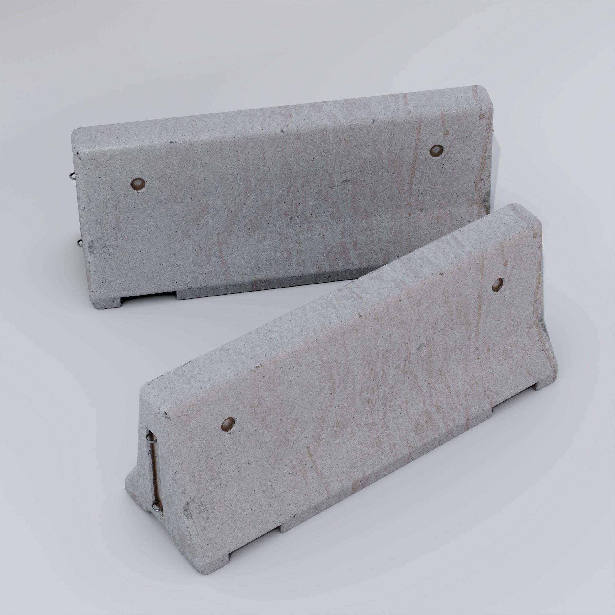 Concrete Barrier Low-poly 3D model_4