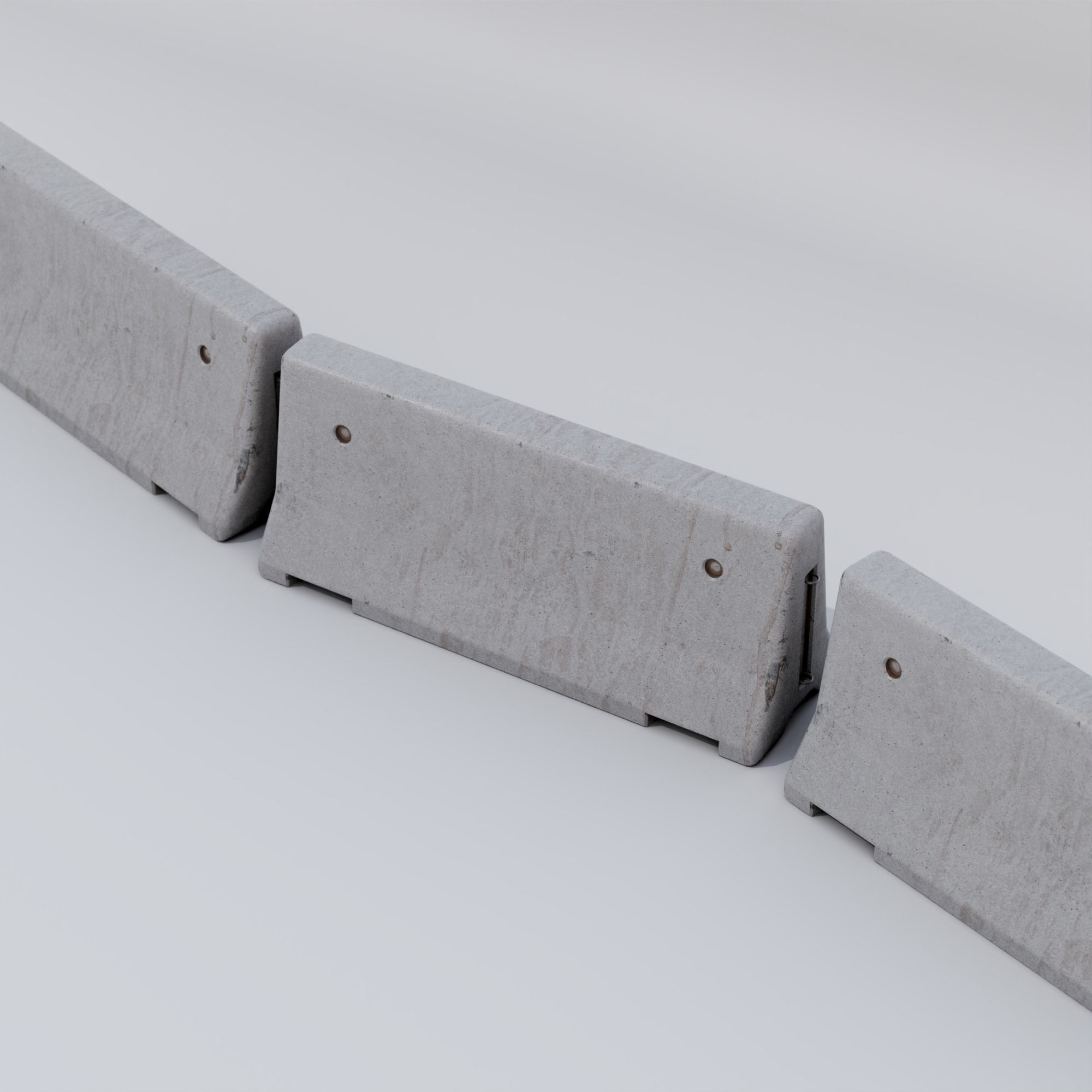 Concrete Barrier Low-poly 3D model_2