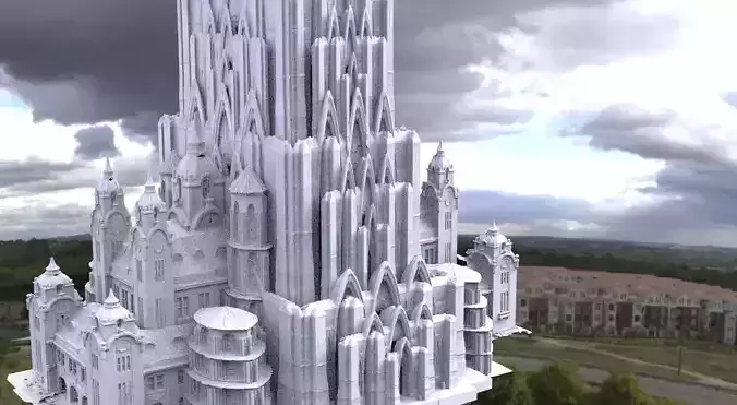 Fantasy architecture Mines of Moria influenced 3D model