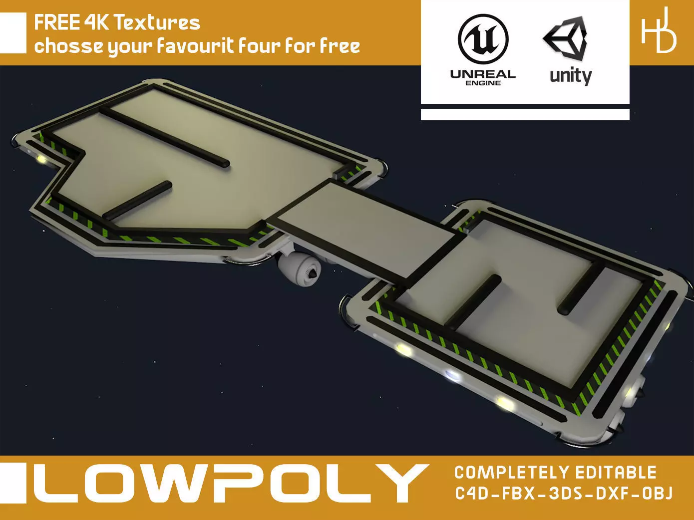Game road platform Low-poly 3D model