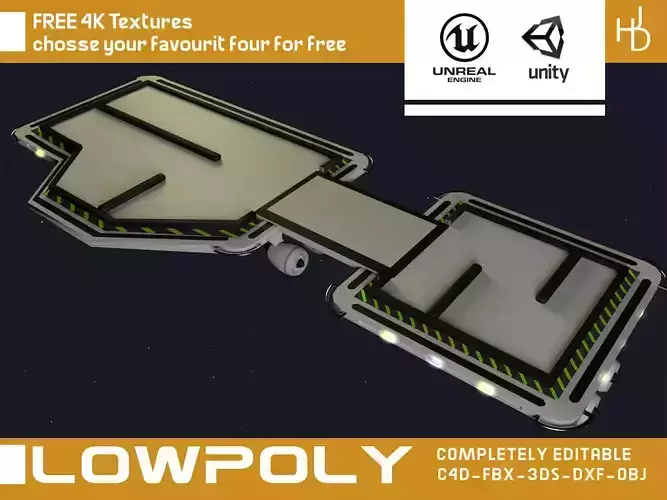 Game road platform Low-poly 3D model