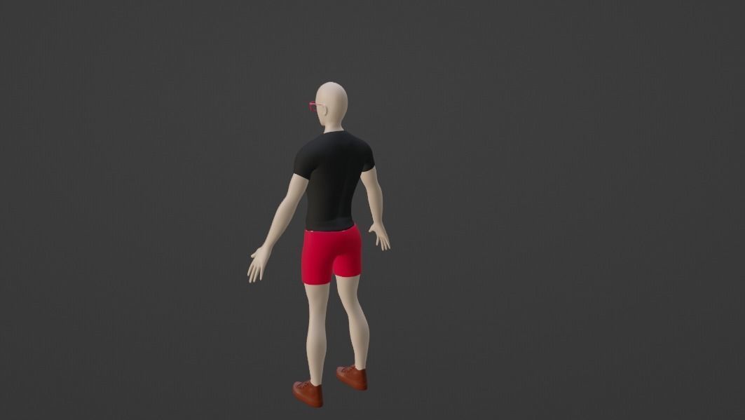 Male Model man shorts Free 3D model_3